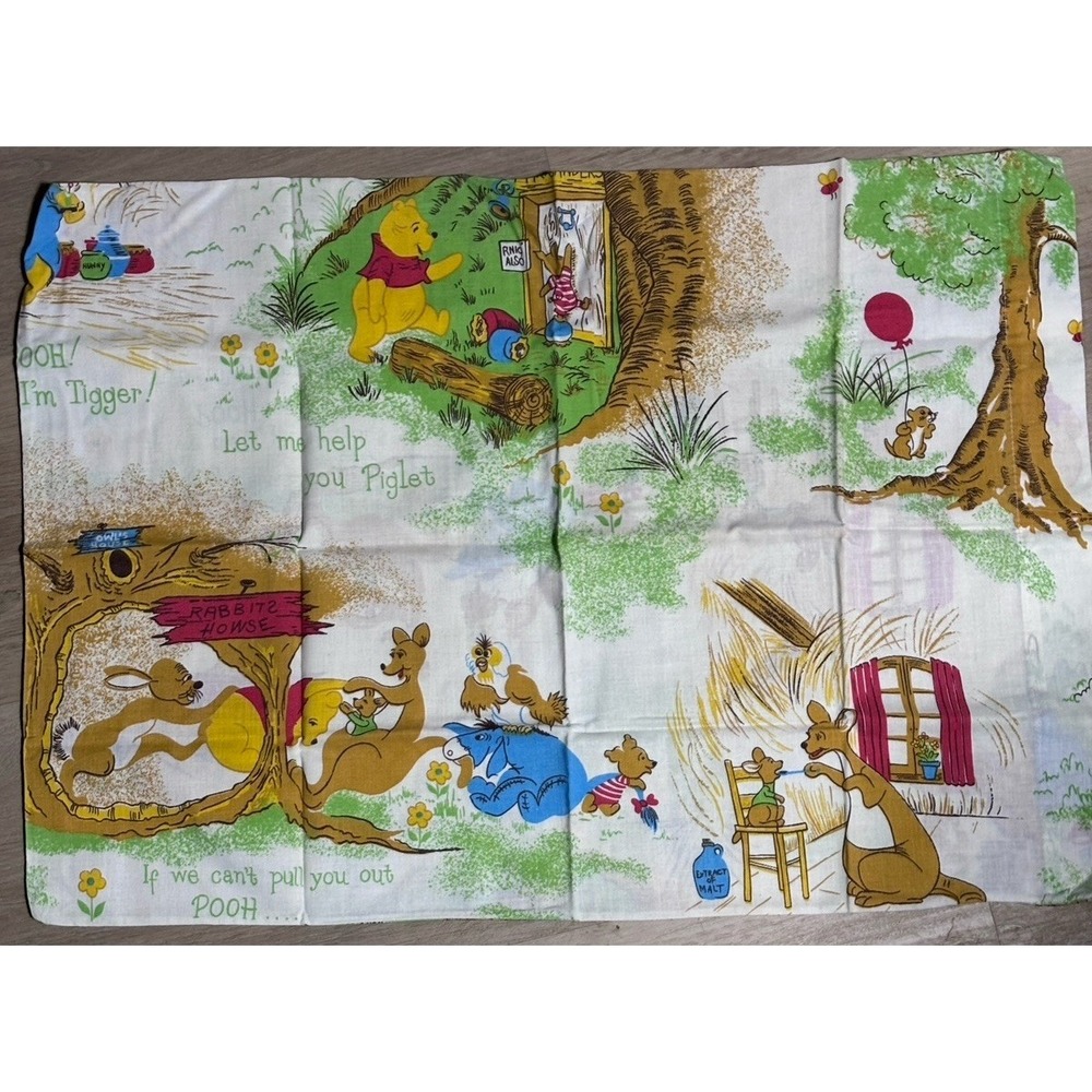 Vintage Winnie The Pooh Muslin Pillow Case Sears, Roebuck & Co Walt Disney 1970s